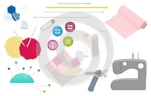 Vector sewing equipment isolated set