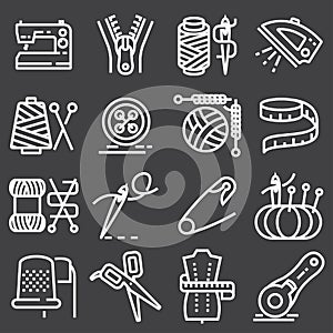 Vector sewing equipment icons set