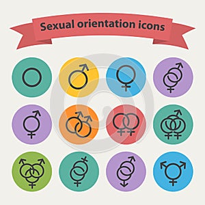 Vector sexual orientation black web icons