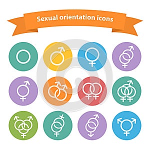 Vector sexual orientation white web icons,symbol, photo