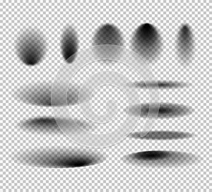 Vector shadows set on transparent background.