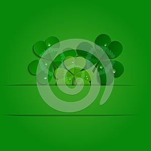 Vector shamrocks and frame on green background