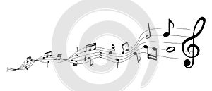 Vector sheet music - musical notes melody on white background