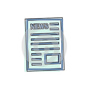 Vector sheet of paper icon. Newspaper. A sheet for notes on cartoon style on white isolated background