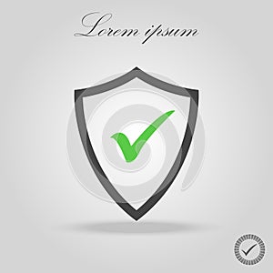 Vector shield and checkmark icon. Safety, protection. Premium quality graphic design. Signs, outline symbols icons for websites, w