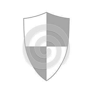 Vector shield light grey warning icon isolated on white background