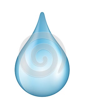 Vector shiny blue water drop icon isolated on white background