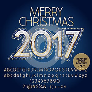 Vector shiny glitter Merry Christmas 2017 greeting card