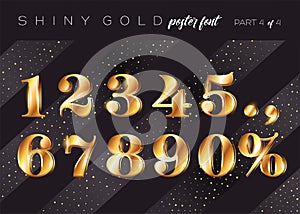 Vector Shiny Gold Alphabet. Realistic Metallic Typeface.