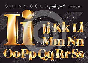 Vector Shiny Gold Alphabet. Realistic Metallic Typeface.