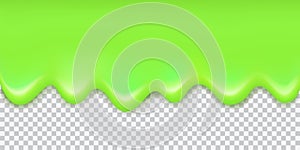 Vector shiny green flowing slime border with shadow isolated on