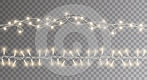 Vector shiny set of seamless light garlands - christmas decoration element on transparent background