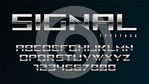 Vector shiny silver display font design, alphabet