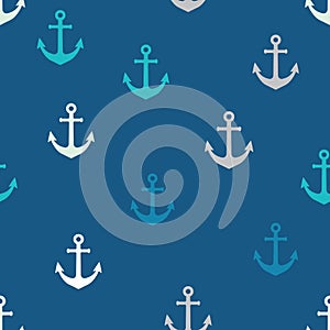 Vector ship anchor seamless pattern background
