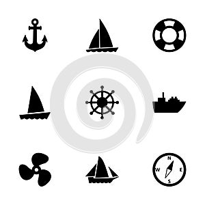Vector ship and boat icon set photo