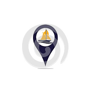 Vector ship and map pointer logo