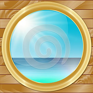 Vector Ship Porthole with SeaScape View