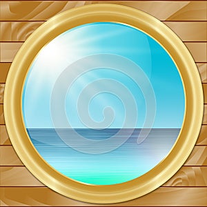 Vector Ship Porthole with SeaScape View photo