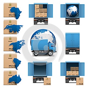 Vector Shipment Trucks Icons set 3