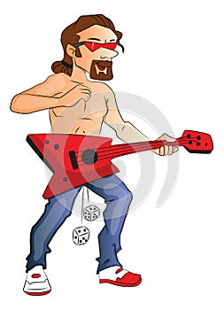 Vector of shirtless man playing guitar