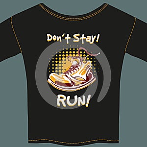 Vector Shoe Design on Black T-Shirt photo