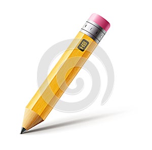 Vector short yellow pencil, Realistic pencil isolated cartoon with rubber eraser