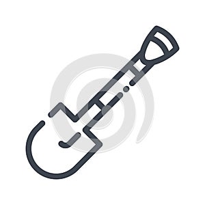 Vector shovel line icon isolated on transparent background.