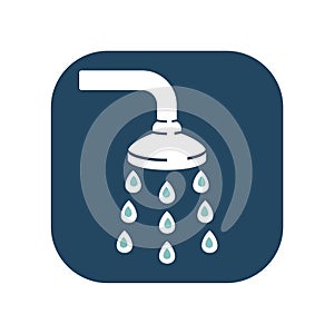 Vector shower icon with water drops. For shopping center / sanitary / hygiene / web. Abstract symbol. Illustration. Flat design.