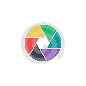 Vector shutter icon. Colorful camera symbol isolated. Interface button. Element for design mobile app or website