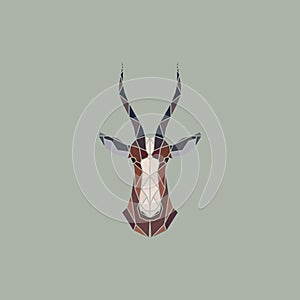 Vector sign abstract head of African Antelope blesbok. photo