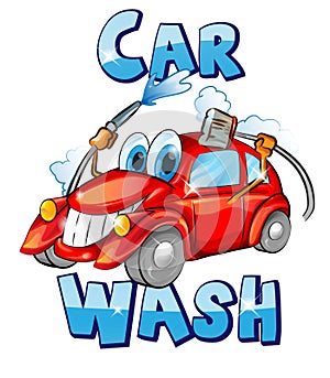 Vector sign. Car wash character cartoon