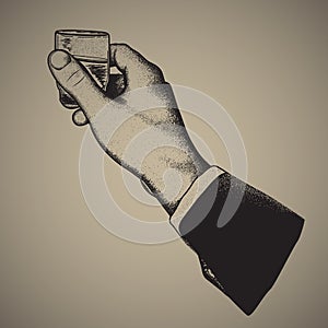 Vector sign-hand holding an alcoholic drink ,hand