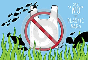 Vector sign, say no to plastic bags.