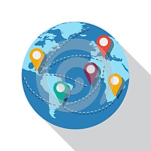 Vector sign world destinations, flat design