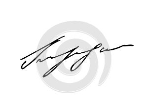 Vector signature. Autograph hand drawn. Scrawl signature. Handwritten autograph. Handwriting scribble by pen. Written black sign i photo