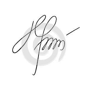 Vector signature. Autograph hand drawn. Scrawl signature. Handwritten autograph. Handwriting scribble by pen. Name doodle for desi