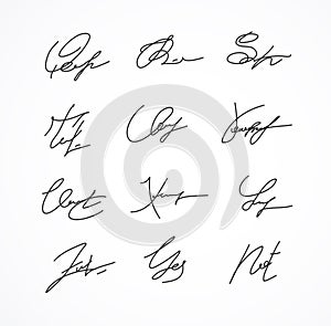 Vector Signature fictitious Autograph on white