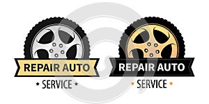 Vector Signs for Signboard, Banner and Logo of Repair Auto and Tire Service.