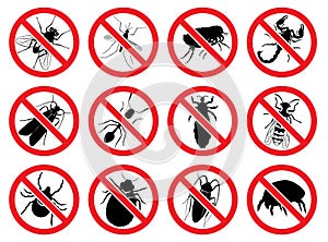 Vector signs Stop for the harmful, stinging and parasitizing insects photo