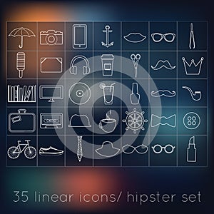 Vector signs and symbols hipster templates for your design linear icon blur