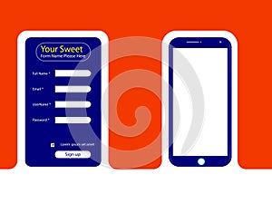 Vector Signup and Sign in Form Page Icon with Mobile phone