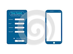 Vector Signup and Sign in Form Page Icon with Mobile phone