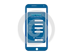 Vector Signup and Sign in Form Page Icon with Mobile phone
