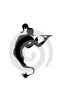 Vector silhouette of an Arabic genie lamp isolated
