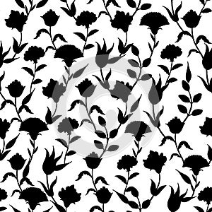 Vector Silhouette Black White Turkish Flowers