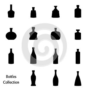 Vector silhouette of bottle collection set icons