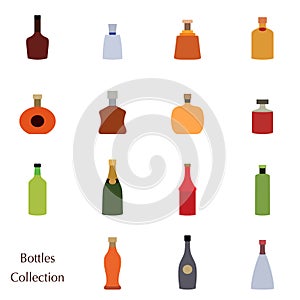 Vector silhouette of bottle collection set icons