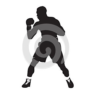 Vector silhouette of a boxer sports person. Flat cutout icon