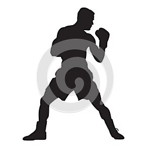 Vector silhouette of a boxer sports person. Flat cutout icon
