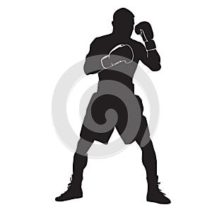 Vector silhouette of a boxer sports person. Flat cutout icon